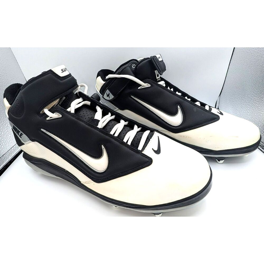 N!ke Men's US14  LT Super Bad D Football Cleats Black White Shoes *See Desc